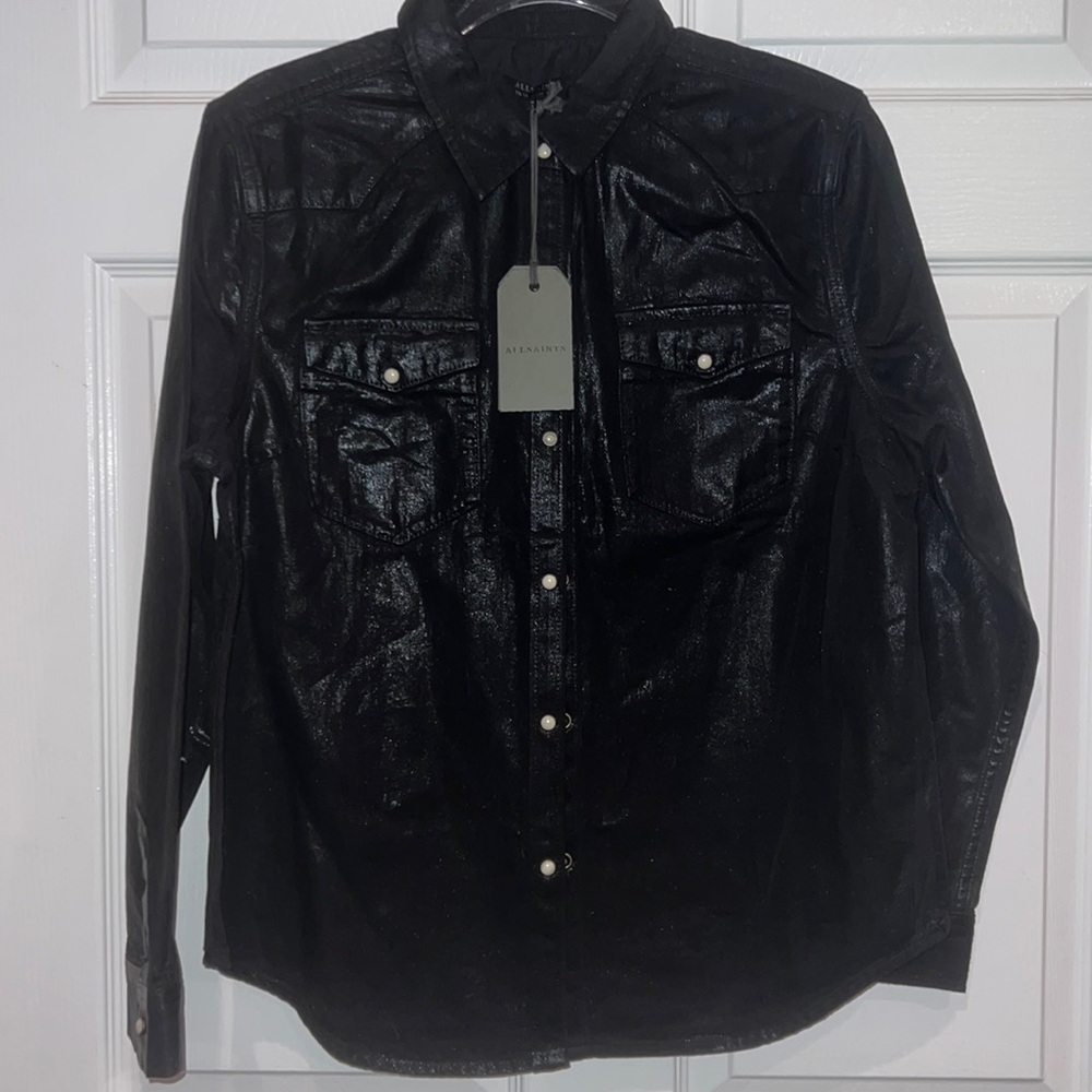 BNWT All Saints wax costed western shirt. Size US10/UK14